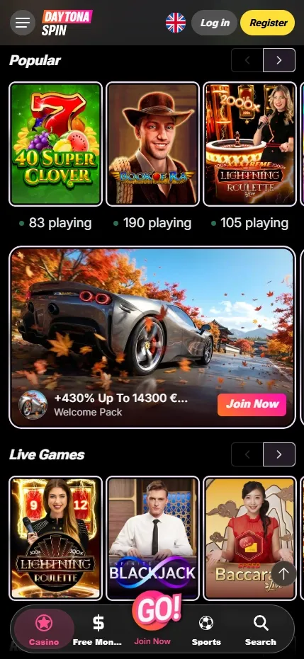 daytona spin mobile app